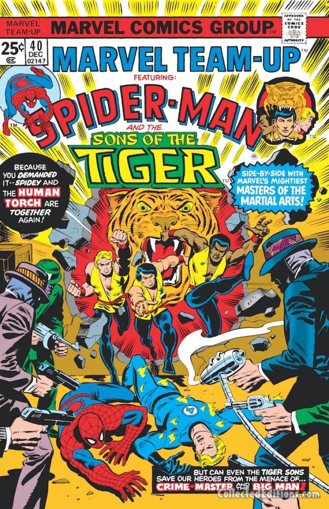 Marvel Team-Up #40 cover; pencils and inks, Sal Buscema; Spider-Man/Sons of the Tiger