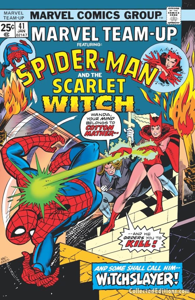 Marvel Team-Up #41 cover; pencils, Gil Kane; Spider-Man/Scarlet Witch