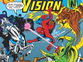 Marvel Team-Up #42 cover; pencils, Ed Hannigan; inks, Mike Esposito Marvel Team-Up #42 cover; pencils, Ed Hannigan; Spider-Man/Vision