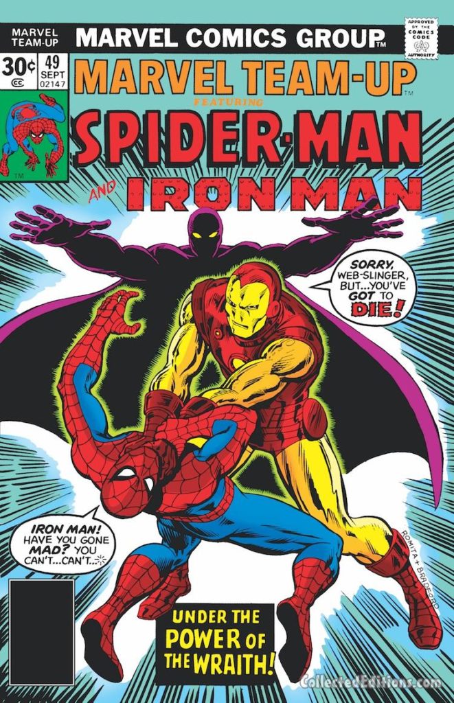 Marvel Team-Up #49 cover; pencils, John Romita Sr.; inks, Aubrey Bradford; Iron Man/Spider-Man