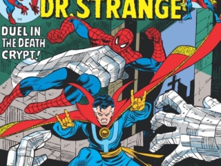Marvel Team-Up #50 cover; pencils, Gil Kane; inks, Dan Adkins Marvel Team-Up #50 cover; pencils, Gil Kane; Spider-Man/Doctor Strange