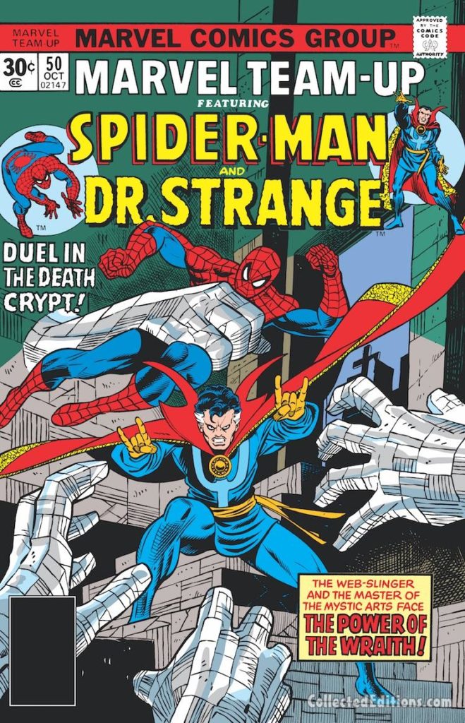 Marvel Team-Up #50 cover; pencils, Gil Kane; Spider-Man/Doctor Strange