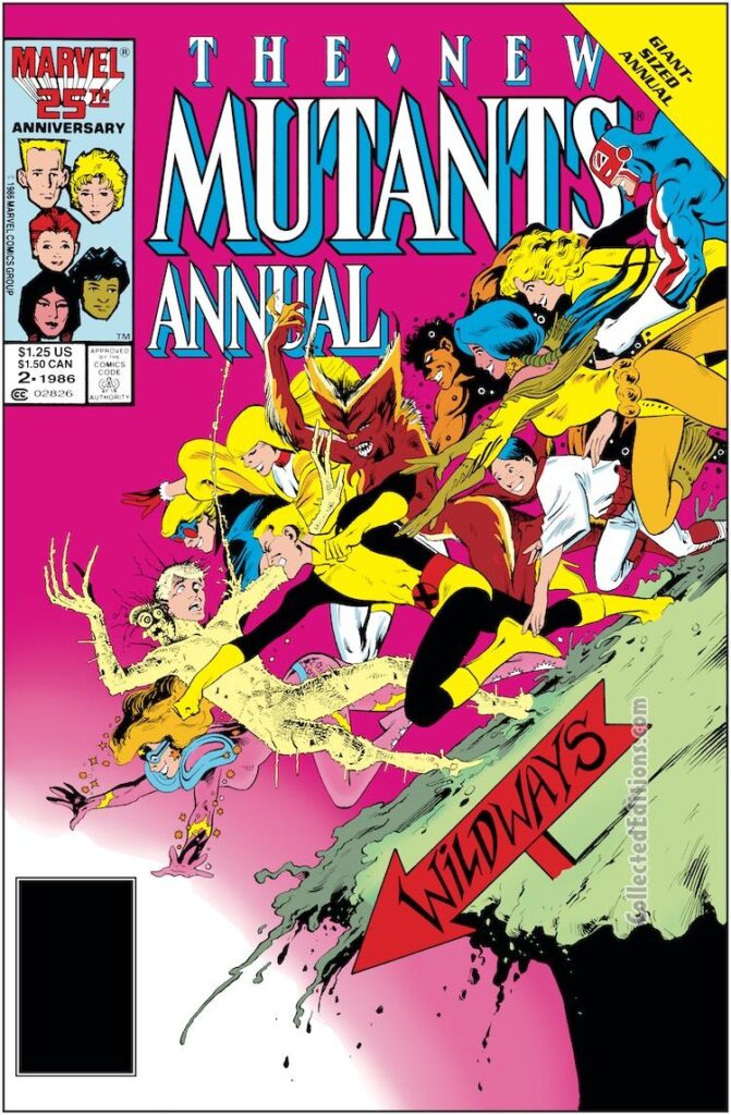 New Mutants Annual #2 cover; pencils, Alan Davis; inks, uncredited; Wildways, first appearance of Psylocke, X-men