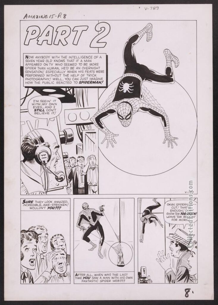 Amazing Fantasy #15, pg. 8, original art by Steve Ditko, Spider-Man, Stan Lee, first appearance, Library of Congress