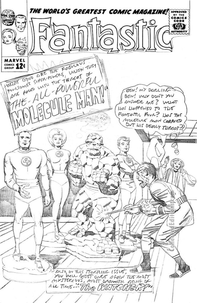 Fantastic Four #102, original unpublished cover art by Jack Kirby. Molecule Man