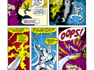 Not Brand Echh #13. The Simple Surfer in โThe Origin of the Simple Surfer!โ, pg. 6; pencils and inks, Marie Severin Not Brand Echh #13. The Simple Surfer in “The Origin of the Simple Surfer!”, pg. 6; pencils and inks, Marie Severin; The Silver Burper, Galactus, parody