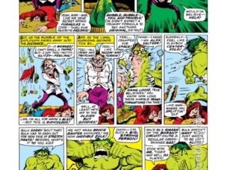 Not Brand Echh #3, pg. 14, &ldquo;The Origin of Brucie Banter...And Friend" by Gary Friedrich and Marie Severin; Inedible Bulk, Marvel Age parody, Rick Jones, Incredible Hulk, Bruce Banner