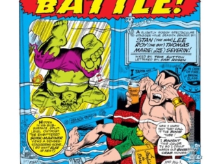 Not Brand Echh #9, pg. 2, &ldquo;Bet There'll Be Battle!" by Roy Thomas and Marie Severin; Inedible Bulk vs. Prince No-More the Sunk-Mariner, Marvel Age parody