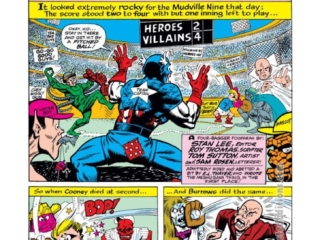 Not Brand Echh #9, pg. 11, &ldquo;Casey at the Bat!" by Roy Thomas and Tom Sutton; Marvel Age satire