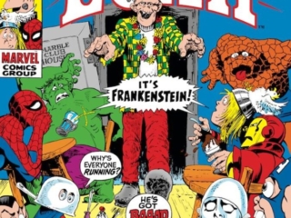 Not Brand Echh #12 cover; pencils and inks, Marie Severin; Frankenstein, Silver Burper, Marble Club House, Marvel Age humor