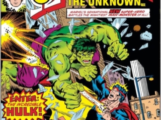 Omega the Unknown #2 cover; pencils, Rich Buckler; inks, Al Milgrom; Slaughter on Ninth Avenue, Enter: The Incredible Hulk