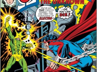 Omega the Unknown #3 cover; pencils, Gil Kane; inks, Frank Giacoia; You&rsquo;ve Got Two Choices, Friend, Obey Commands of Electro, or You Can Die; Burn While You Learn