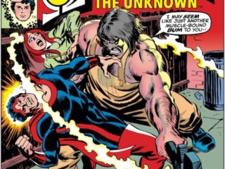 Omega the Unknown #6 cover; pencils, John Romita; inks, Dave Cockrum; I may seem like just another muscle-bound bum to you, but you ain&rsquo;t felt the power til you feel the Power of Wrench; Amber Grant