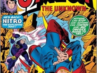 Omega the Unknown #8 cover; pencils, Gil Kane; inks, Frank Giacoia; Nitro the Exploding Man