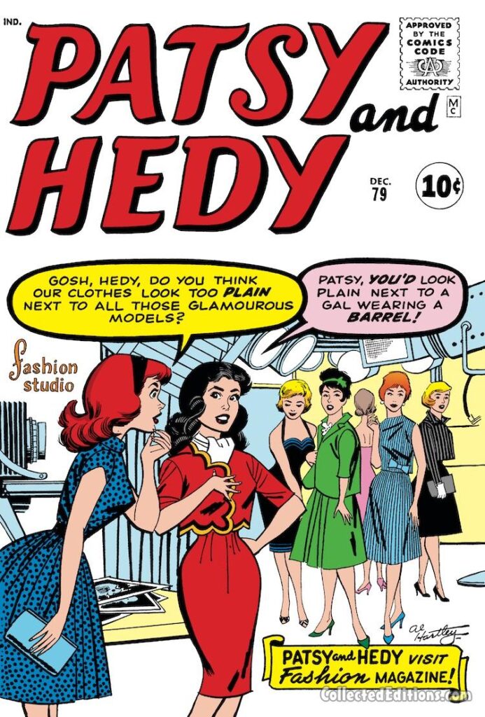 Patsy and Hedy #79 cover; pencils and inks, Al Hartley; Hanover Agency, Fashion Magazine, Patsy Walker, Hedy Wolfe, Marvel August 1961 Omnibus