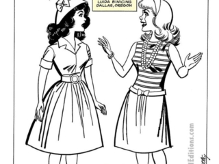 Patsy and Hedy #79; &ldquo;Patsy and Hedy&rsquo;s Coloring Page&rdquo;, pg. 18; pencils and inks, Al Hartley; coloring book, Hedy Wolfe, Patsy Walker, Terry Kendall, Baltimore, Maryland, Luida Binicing, Dallas, Oregon