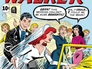 Patsy Walker #97 cover; pencils and inks, Al Hartley; Wedding dress, bride, chapel