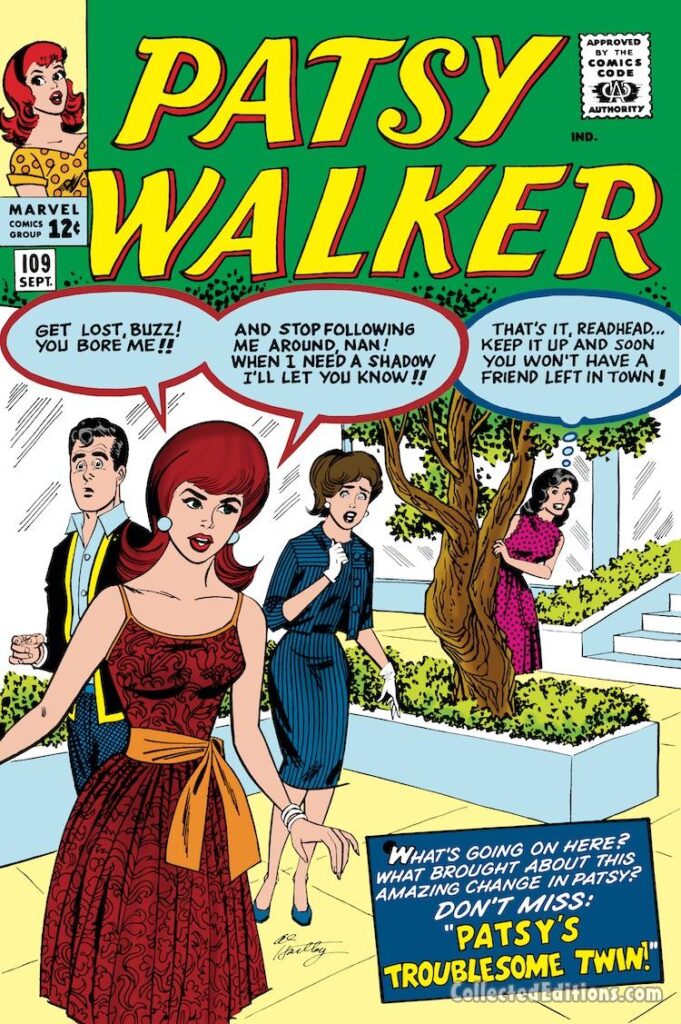 Patsy Walker #109 cover; pencils and inks, Al Hartley; Get Lost Buzz, Nan, Patsy’s Troublesome Twin