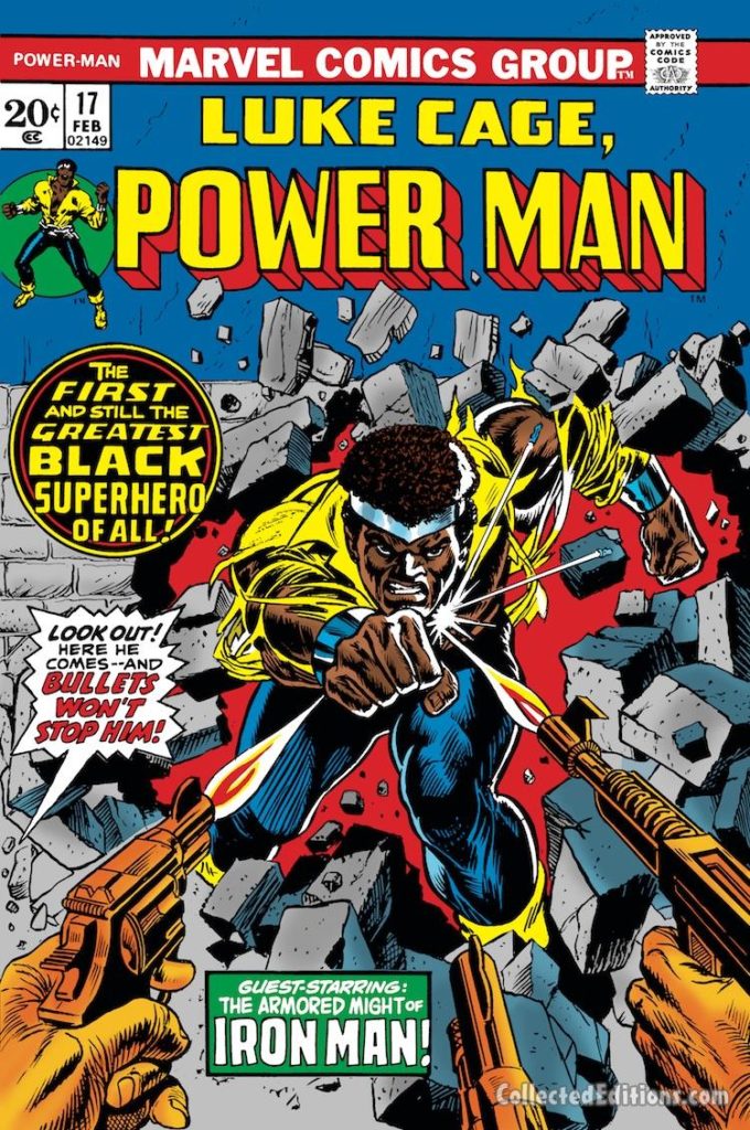 Power Man #17 cover; pencils, Gil Kane; inks, Billy Graham; Luke Cage