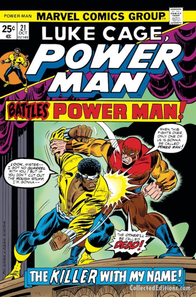 Power Man #21 cover; pencils, Ron Wilson; inks, Frank Giacoia; Luke Cage