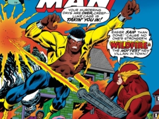 Power Man #32 cover; pencils, Ron Wilson; inks, Joe Sinnott; Luke Cage/Wildfire