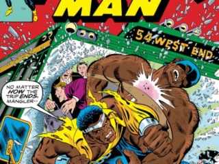 Power Man #35 cover; pencils, Marie Severin; inks, Dan Adkins; Luke Cage/Mangler