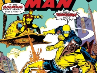 Power Man #41 cover; pencils and inks, Ernie Chan; Luke Cage/Goldbug