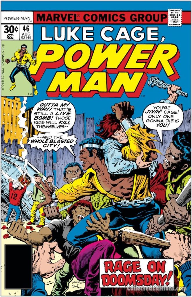 Power Man #46 cover; pencils, Ron Wilson; inks, Ernie Chan; Luke Cage