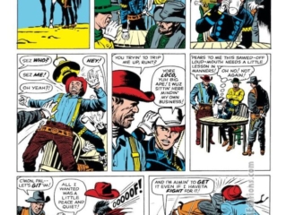 Rawhide Kid #30. &ldquo;Riot in Railtown!&rdquo;, pg. 2; pencils and inks, Jack Kirby; inks, Dick Ayers; Cyclone, horse, Loco, barroom brawl