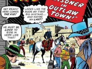 Rawhide Kid #36 cover; pencils, Jack Kirby; inks, Dick Ayers; A Prisoner in Outlaw Town