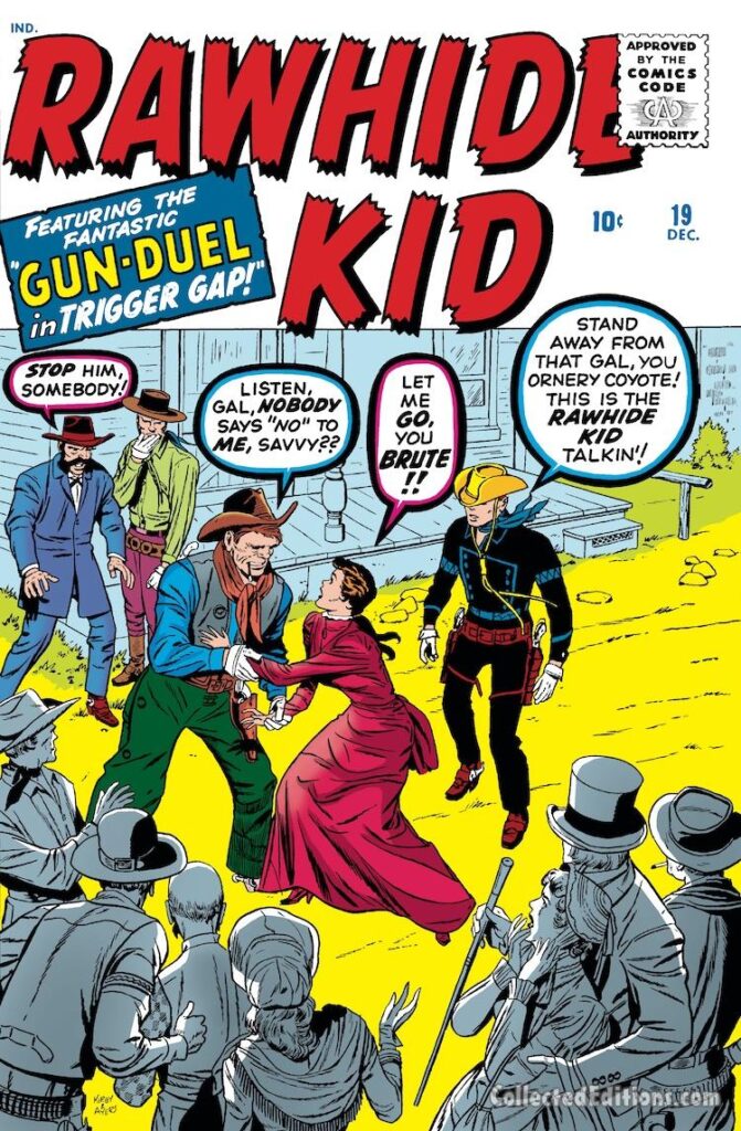 Rawhide Kid #19 cover; pencils, Jack Kirby; inks, Dick Ayers; Gun-Duel in Trigger Gap