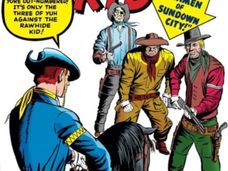 Rawhide Kid #21 cover; pencils, Jack Kirby; inks, Dick Ayers; The Gunmen of Sundown City