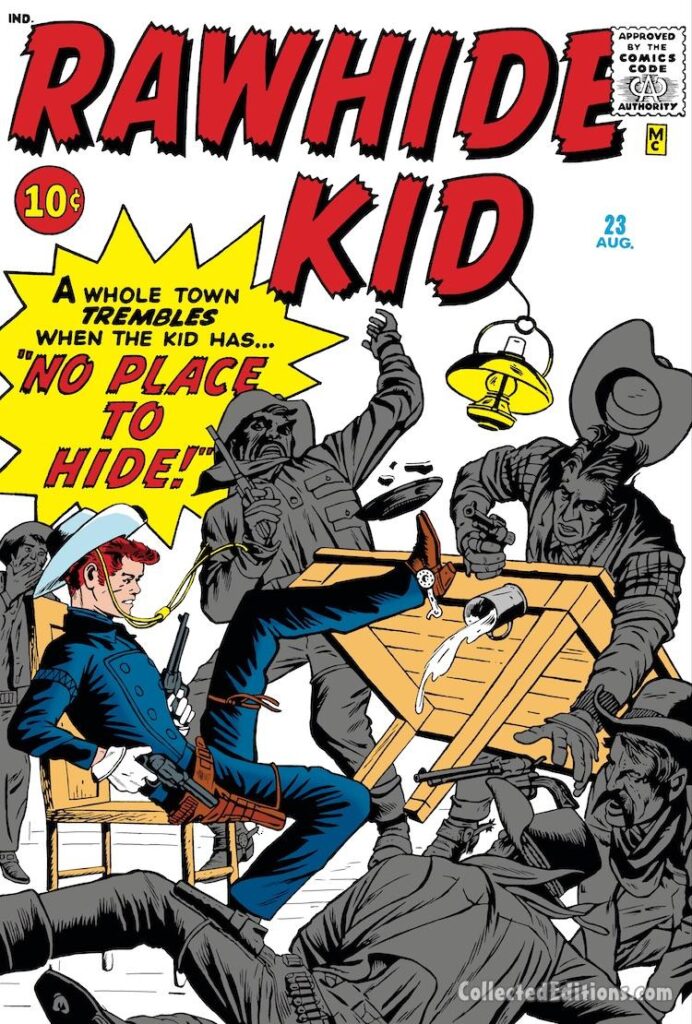 Rawhide Kid #23 cover; pencils, Jack Kirby; inks, Dick Ayers; No Place to Hide
