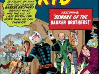 Rawhide Kid #32 cover; pencils, Jack Kirby; inks, Dick Ayers; Beware of the Barker Brothers; No Guns for a Gunman, Savage Apache Indians
