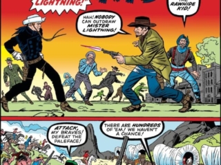 Rawhide Kid #34 cover; pencils, Jack Kirby; inks, Dick Ayers; Mister Lightning, Prisoner of the Apaches, Apache indiann tribe