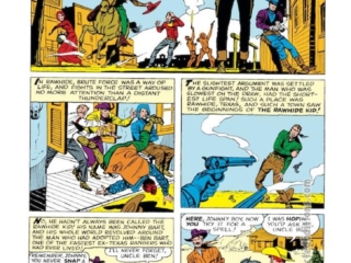 Rawhide Kid #17, &ldquo;Beware! The Rawhide Kid!&rdquo;, pg. 2; pencils, Jack Kirby; inks, Dick Ayers; first appearance, Johnny Bart, Uncle Ben Bart, Rawhide Texas, Marvel Western, Stan Lee