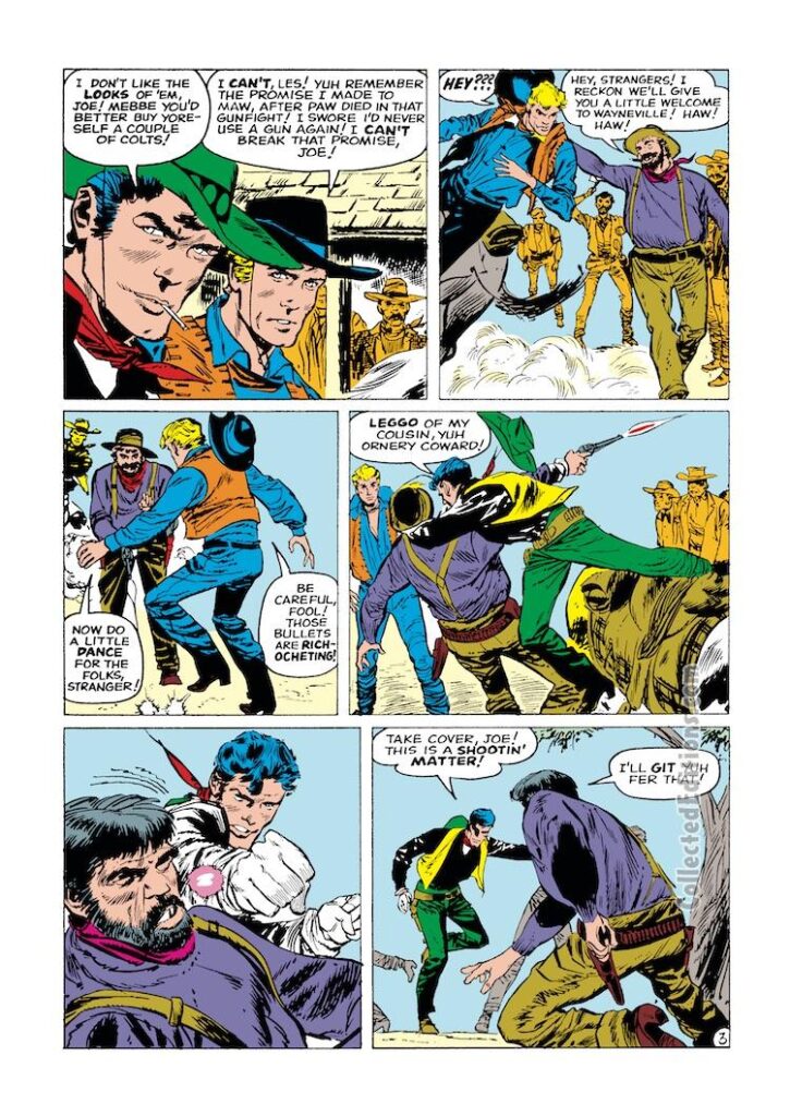 Rawhide Kid #17, “With Gun in Hand!”, pg. 3; pencils and inks, Don Heck; Wayne, Les, Wayneville