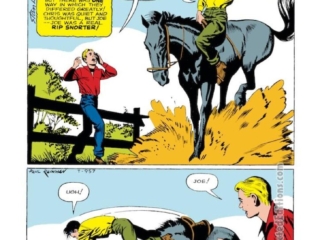 Rawhide Kid #19, &ldquo;The Rip Snorter&rdquo;, pg. 1; pencils and inks, Paul Reinman, Joe, Chris, mustang, breaking a horse