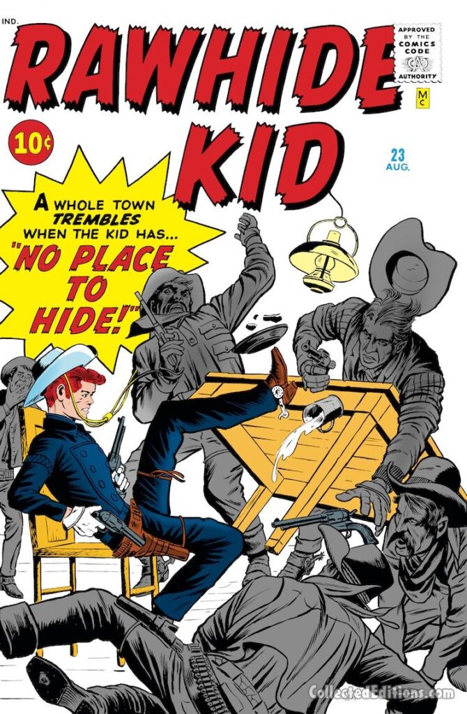 Rawhide Kid #23 cover; pencils, Jack Kirby; inks, Dick Ayers; No Place to Hide