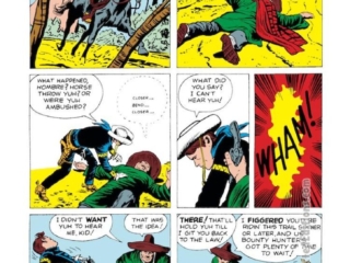 Rawhide Kid #26, &ldquo;Trapped by the Bounty Hunter&rdquo;, pg. 4; pencils, Jack Kirby; inks, Dick Ayers; The grimm gang