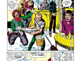Rawhide Kid #26, &ldquo;Shoot-Out in Scragg&rsquo;s Saloon&rdquo;, pg. 1; pencils, Jack Kirby; inks, Dick Ayers; Stan Lee