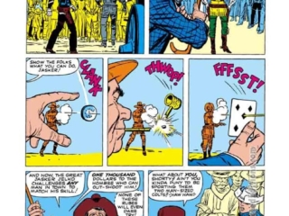 Rawhide Kid #28, &ldquo;The Guns of Jasker Jelko&rdquo;, pg. 2; pencils, Jack Kirby; inks, Dick Ayers; Western, trick shot