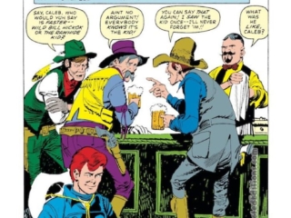 Rawhide Kid #35, &ldquo;The Birth of a Legend!&rdquo;, pg. 1; pencils and inks, Jack Davis; Caleb, Wild Bill Hickock, fast draw, gunslinger