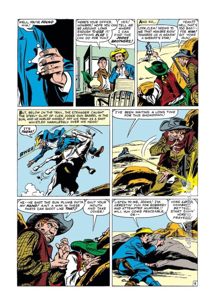 Rawhide Kid #35, “The Sheriff’s Star!”, pg. 4; pencils and inks, Gene Colan; Clem Jooks, Jooks Brothers