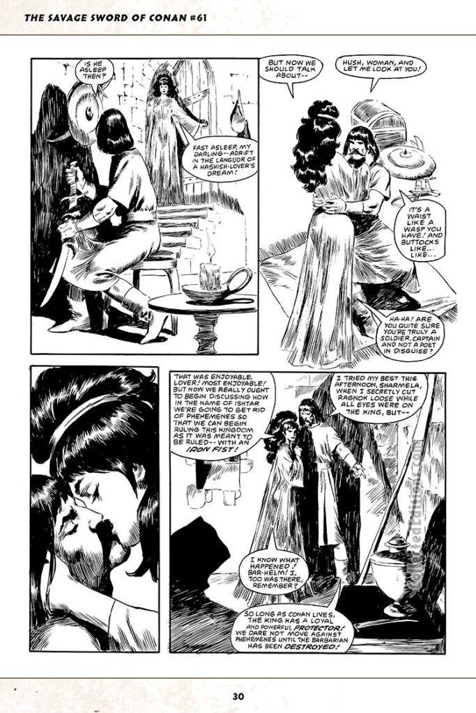 Savage Sword of Conan #61, “The Wizard Fiend of Zingara!”, pg. 14; pencils and inks, John Buscema; Conan the Barbarian, Sharmela, Bar-Helm