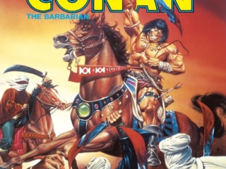 Savage Sword of Conan #63 cover; painted art by Joe Jusko; horseback, Arab cutlass