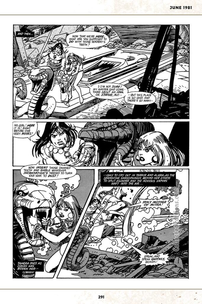 Savage Sword of Conan #65, “The Fangs of the Serpent!”, pg. 35; pencils and inks, Gil Kane; Conan the Barbarian