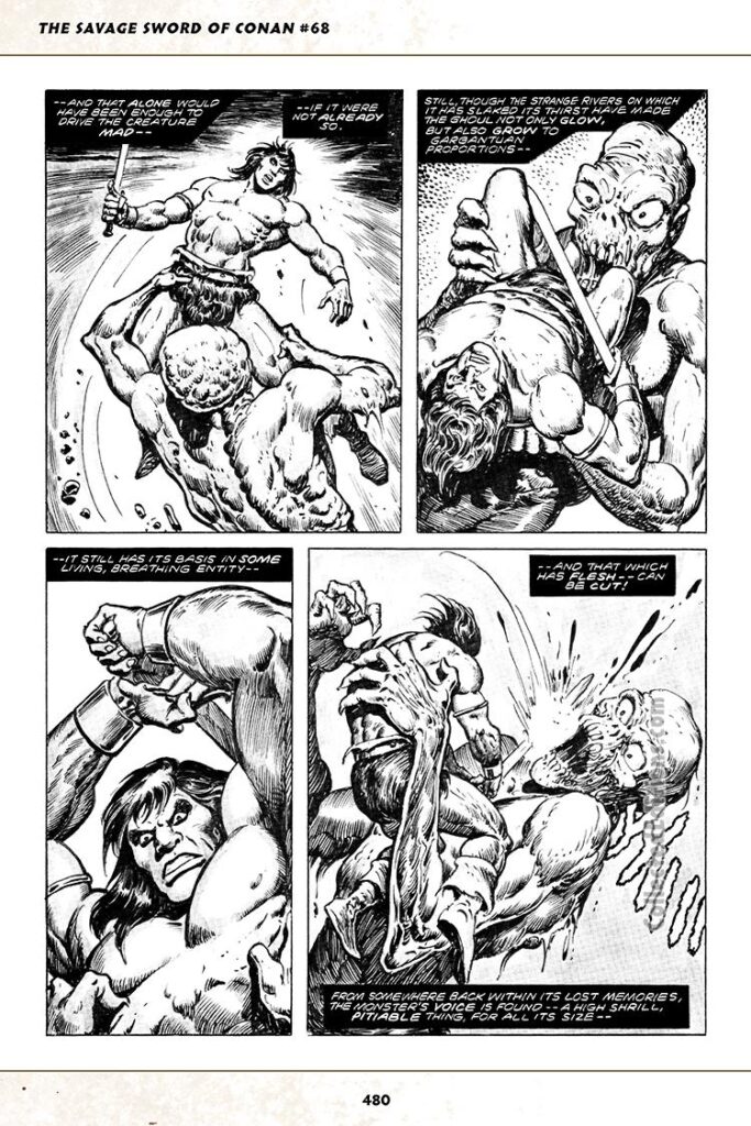 Savage Sword of Conan #68, “Black Cloaks of Ophir”, pg. 32; pencils and inks, Ernie Chan; Conan the Barbarian, giant ghoul