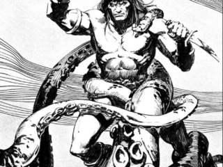 Savage Sword of Conan #68, frontispiece; pencils and inks, Joe Chiodo; octopus tentacles