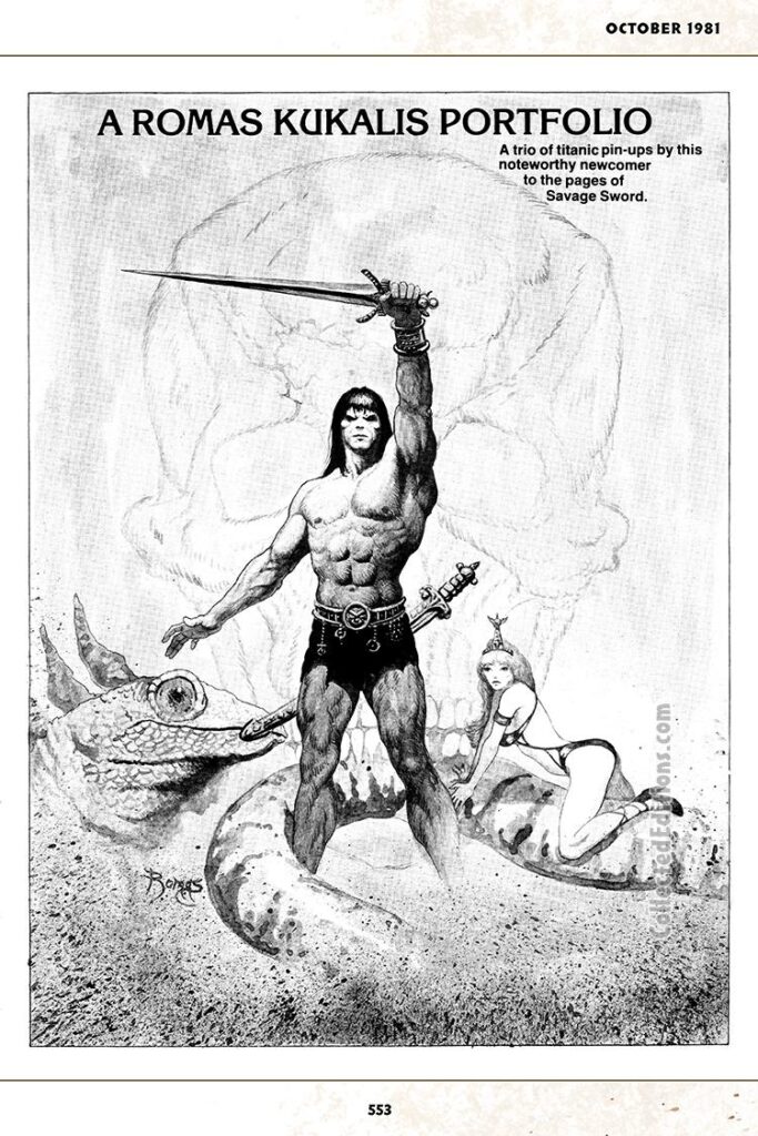 Savage Sword of Conan #69, pinup, pg. 49; pencils and inks, Romas Kukalis; Conan the Barbarian